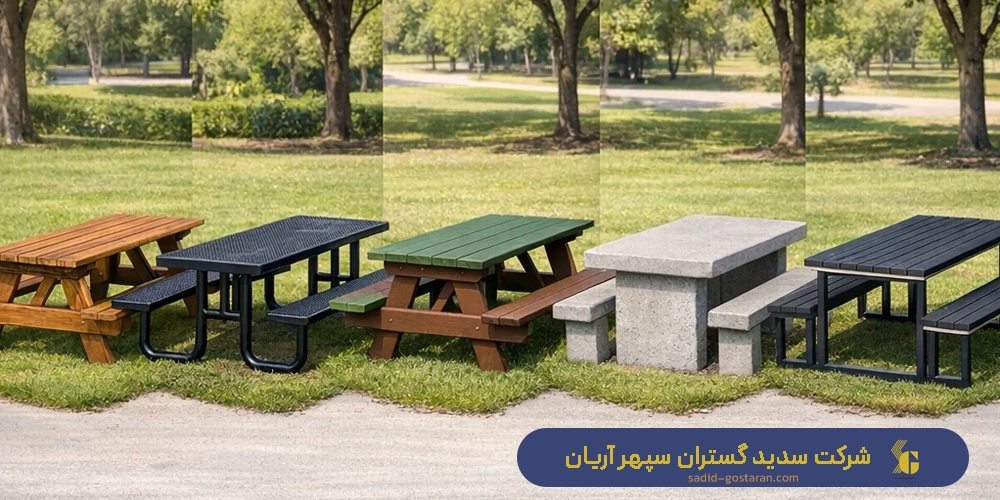 انواع میز و صندلی پارکی بر اساس متریال