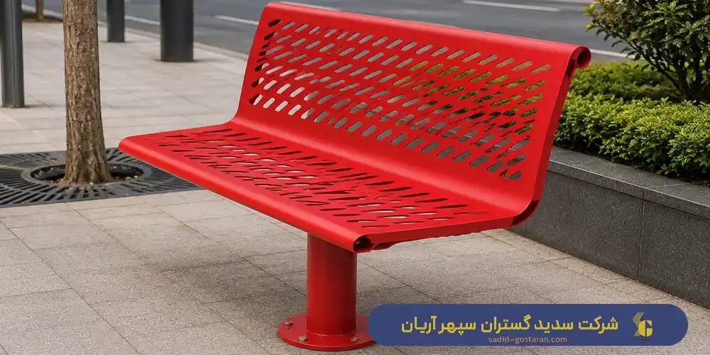 ساخت نیمکت فلزی تک پایه - خرید نیمکت فلزی تک پایه - قیمت نیمکت تک پایه فلزی - نصب نیمکت فلزی با پایه مرکزی توسط شرکت سدید گستران سپهر آریان